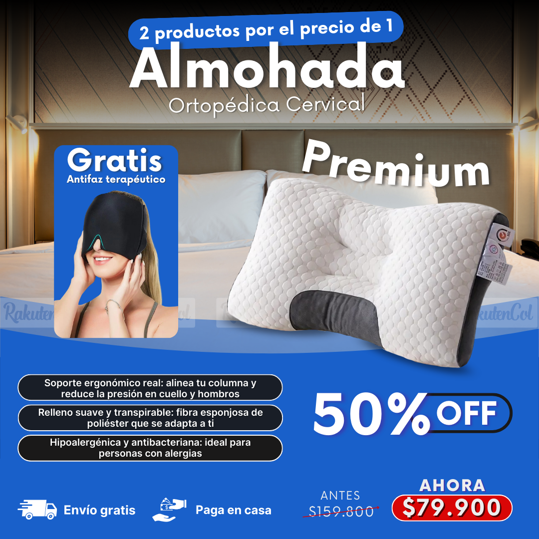 Almohada Ortopédica Cervical + Antifaz