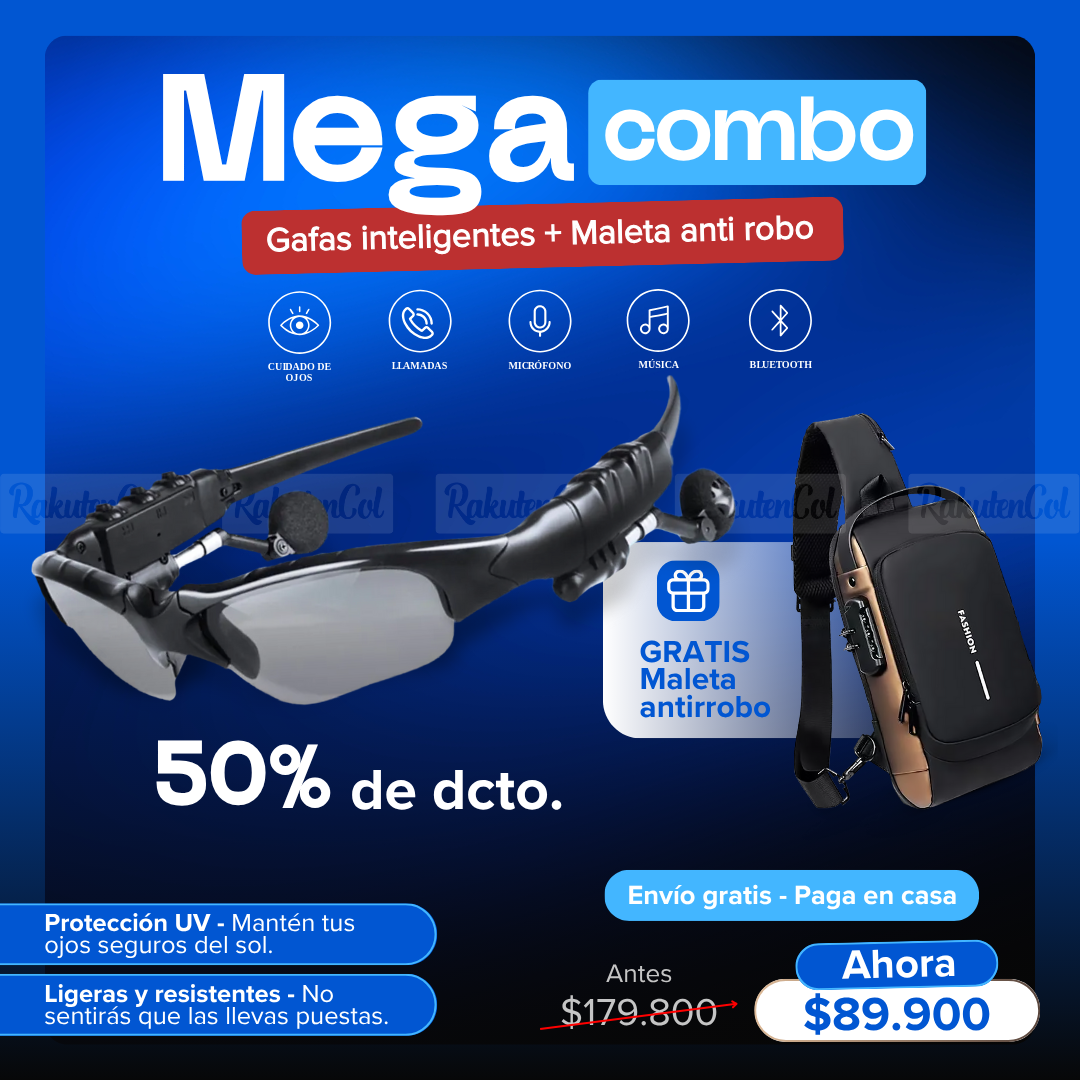 Gafas bluetooth + canguro anti robo