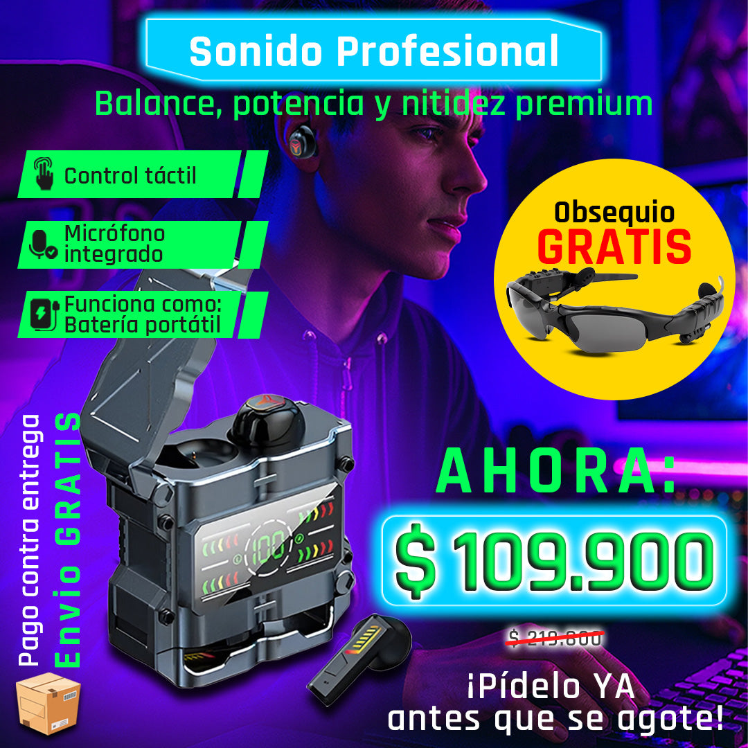 Audífonos M60 + Gafas Bluetooth