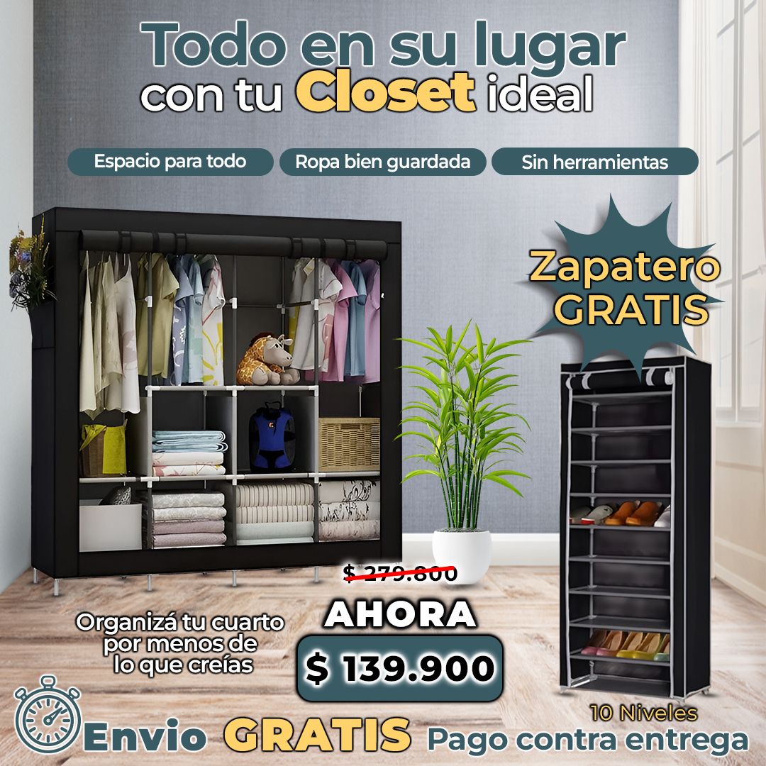 Closet 9 compartimientos 88130+ Zapatero 10 niveles