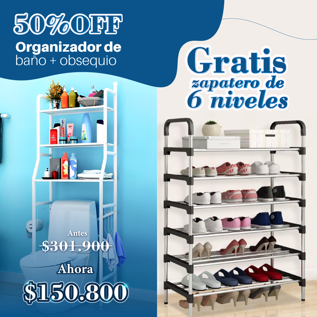 Combo: Organizador De Baño + Zapatero 6 niveles