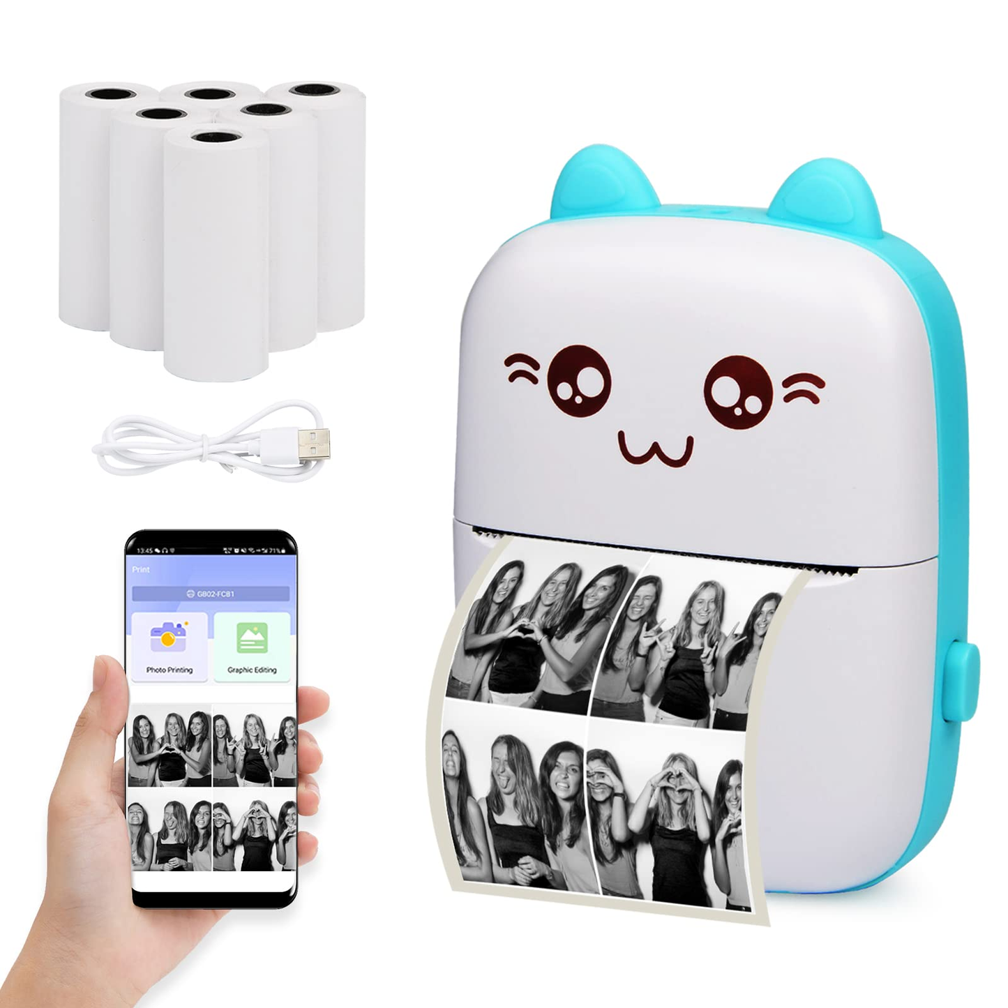 Mini Impresora con 5 rollos