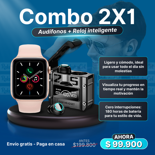 TA077 - TR021 - Combo Audifonos Inalambricos M25 + Reloj Inteligente Y68
