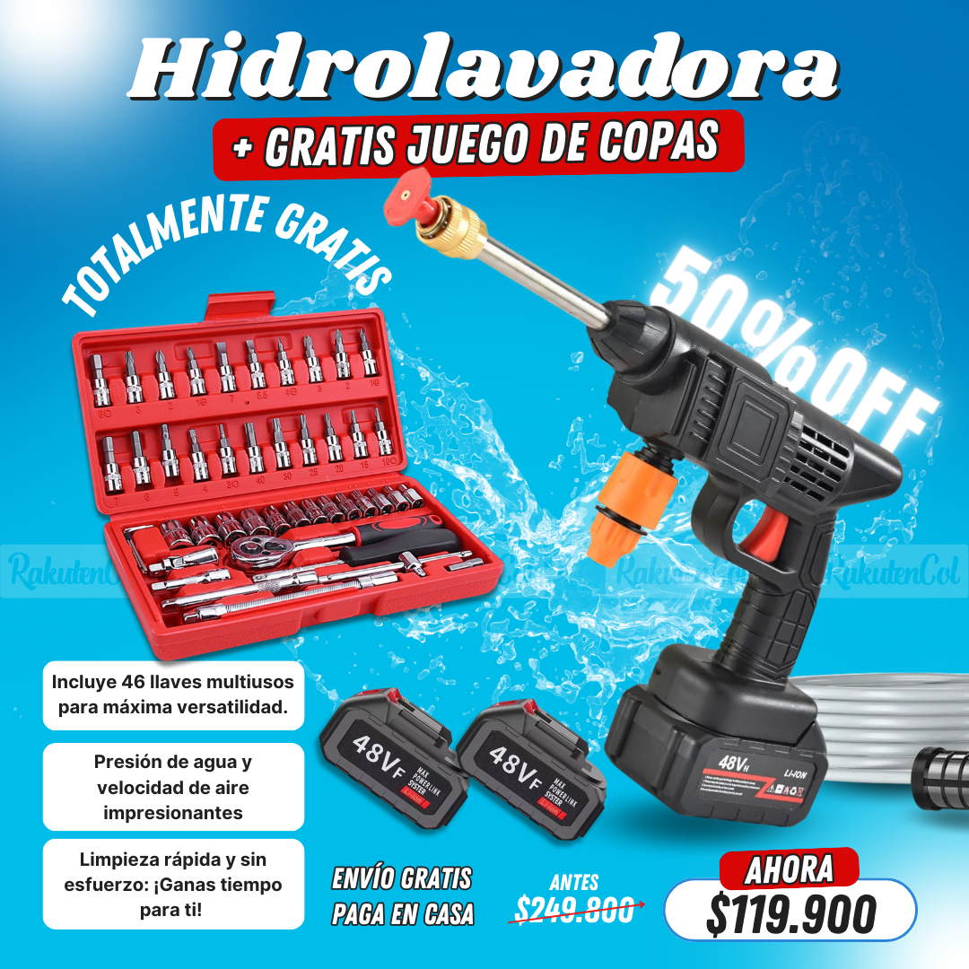 Hidrolavadora + Set de llaves 46 PCS (F111)