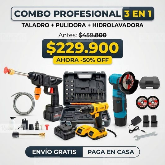 Combo Hidrolavadora + pulidora + taladro