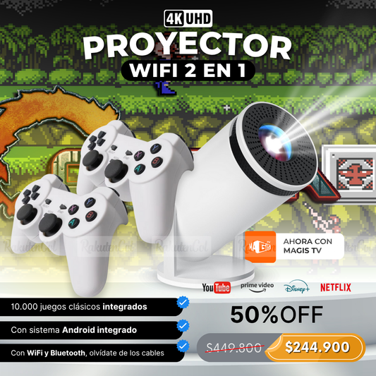 Proyector WIFI 2en1 Con Juegos y Plataformas M300