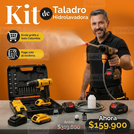 TALADRO INALÁMBRICO + HIDROLAVADORA INALÁMBRICA
