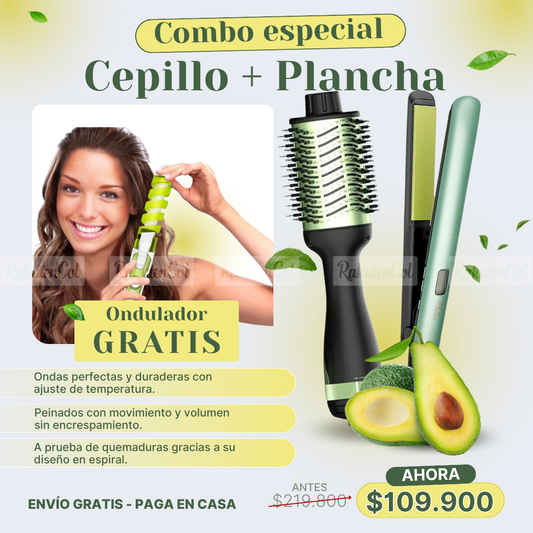 Combo plancha aguacate + cepillo aguacate