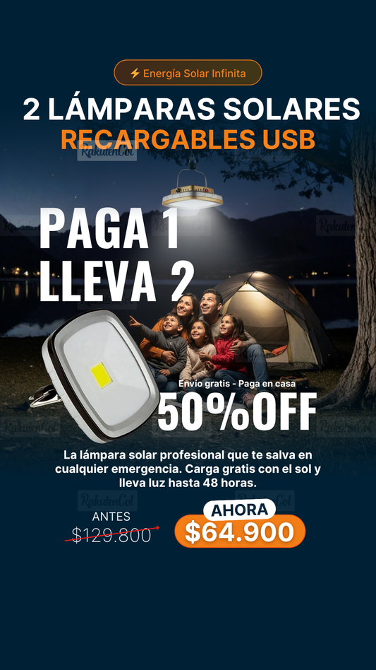 Lámpara Led Solar Usb Recargable Camping comobo 2 x 1