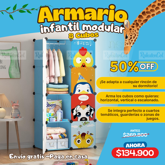 Armario infantil  8 puertas ROSA