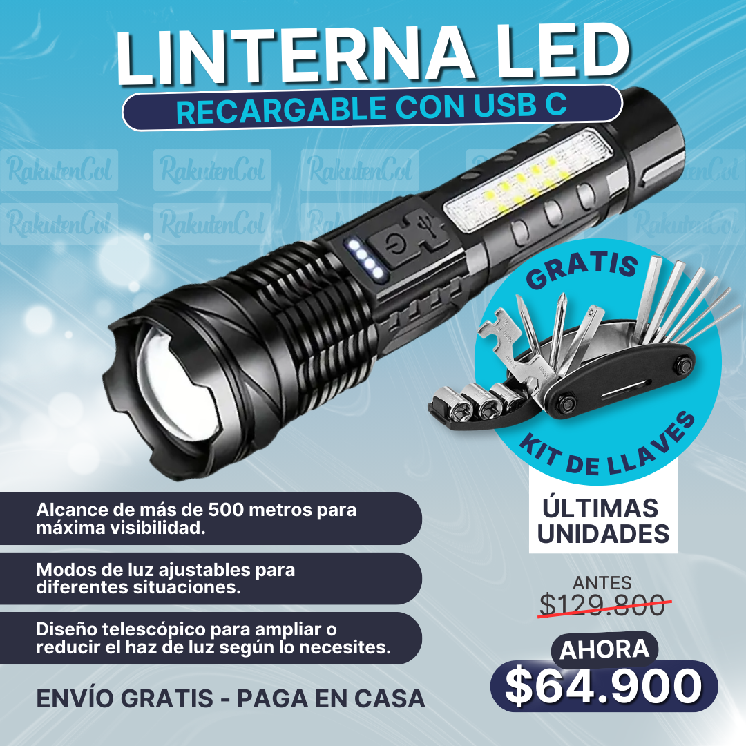 Linterna Led  X36 + Juego de llaves 16en1