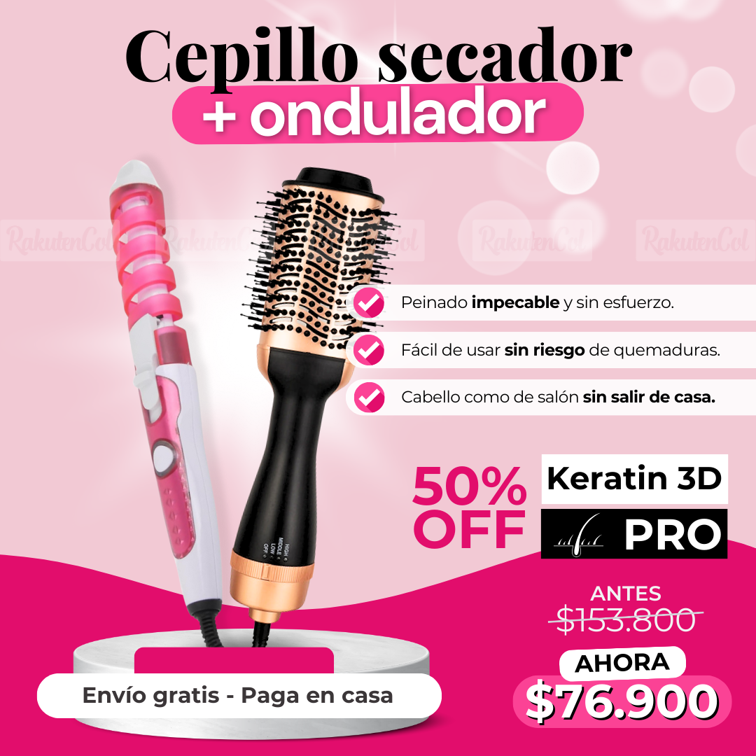 Cepillo Secador keratina  + Ondulador nova