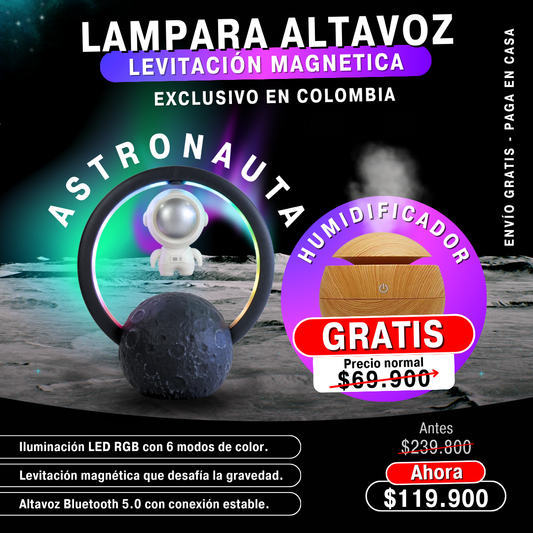 Lampara Altavoz  austronauta + Humidifacor esfera
