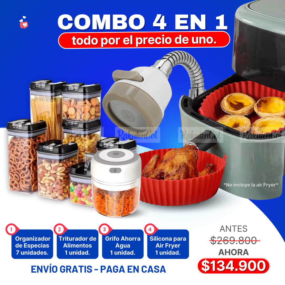 COMBO Set de granos x7 +mini triturador de alimentos +grifo ahorrador de agua+ silicona  Air fryer
