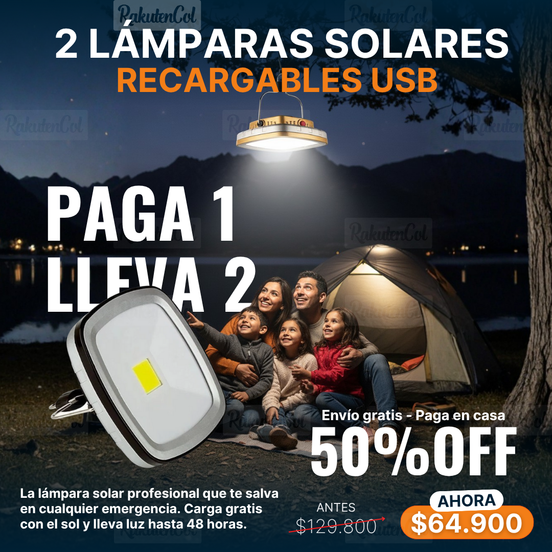 Lámpara Led Solar Usb Recargable Camping comobo 2 x 1