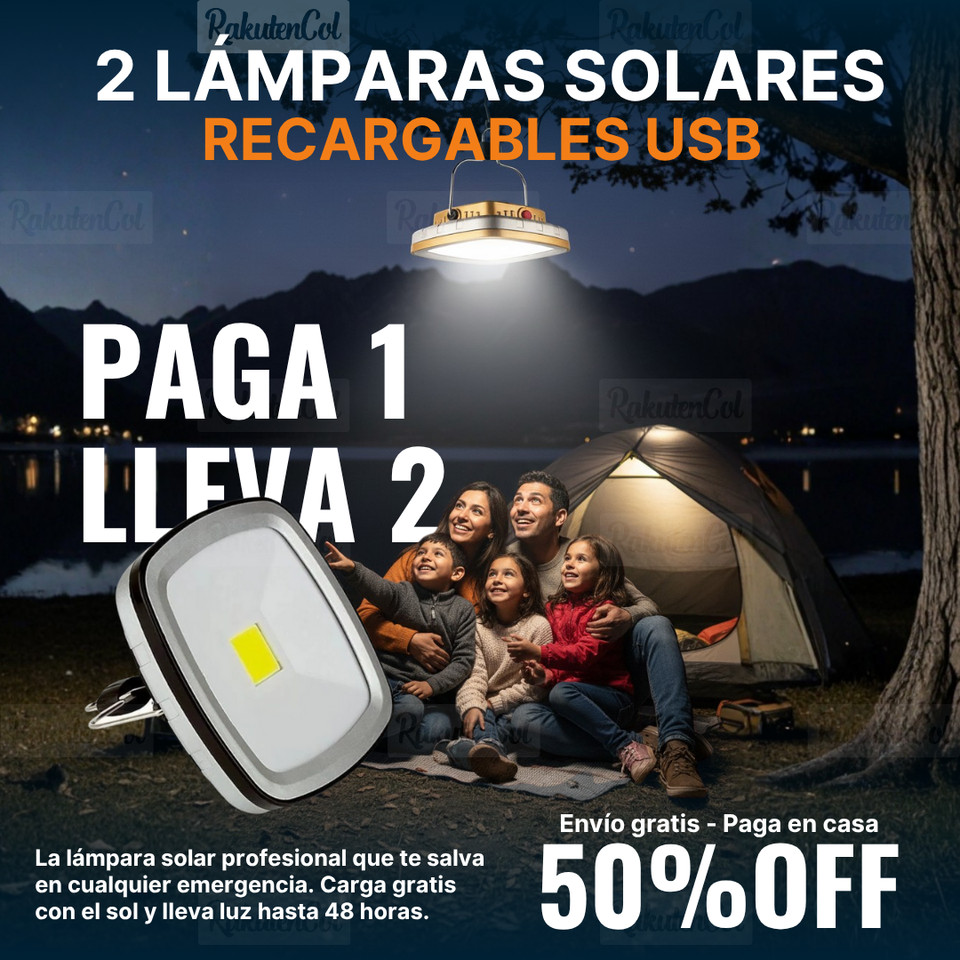Lámpara Led Solar Usb Recargable Camping comobo 2 x 1