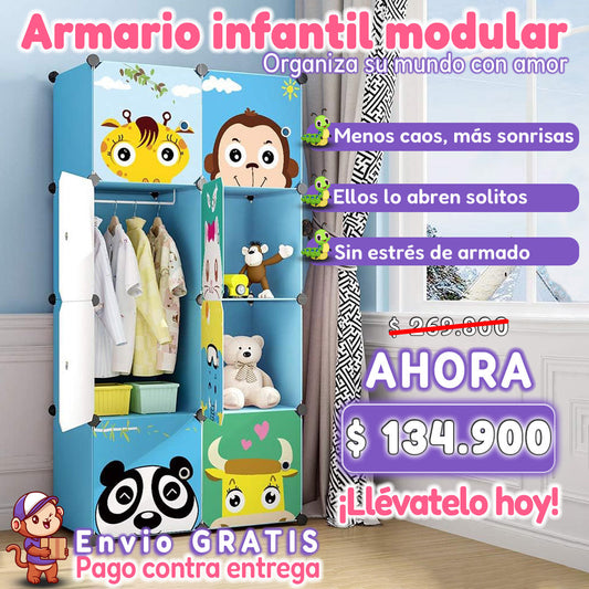 Armario infantil modular 8 puertas AZUL