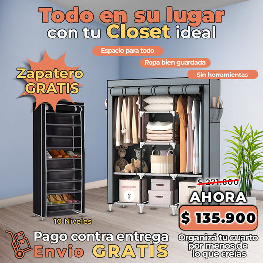 Closet 88130  + Zapatero TELA 10 NIVELES