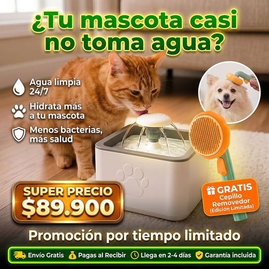 Fuente Bebedero Automático para Mascotas + Peine Obsequio