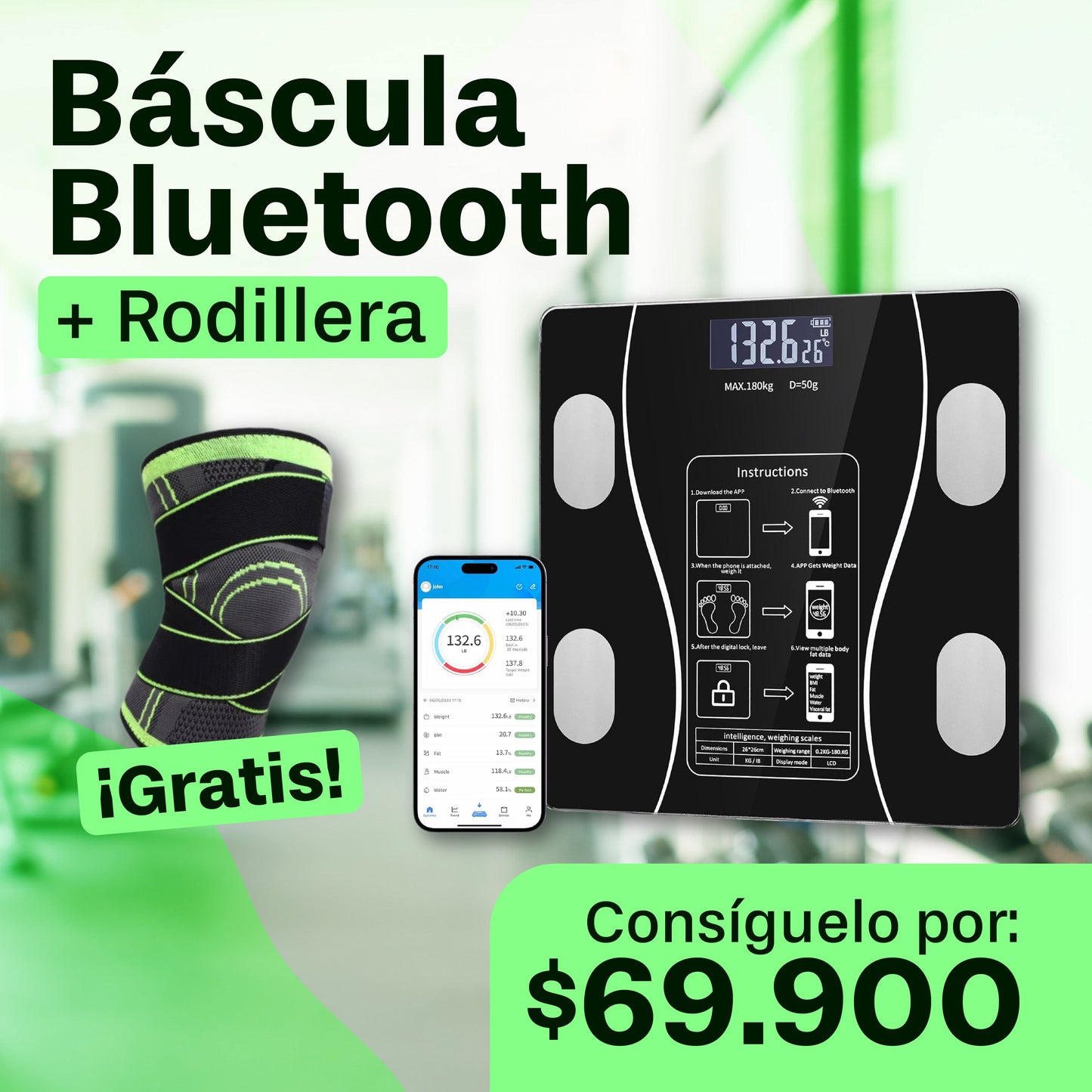 Báscula Bluetooth + Rodillera