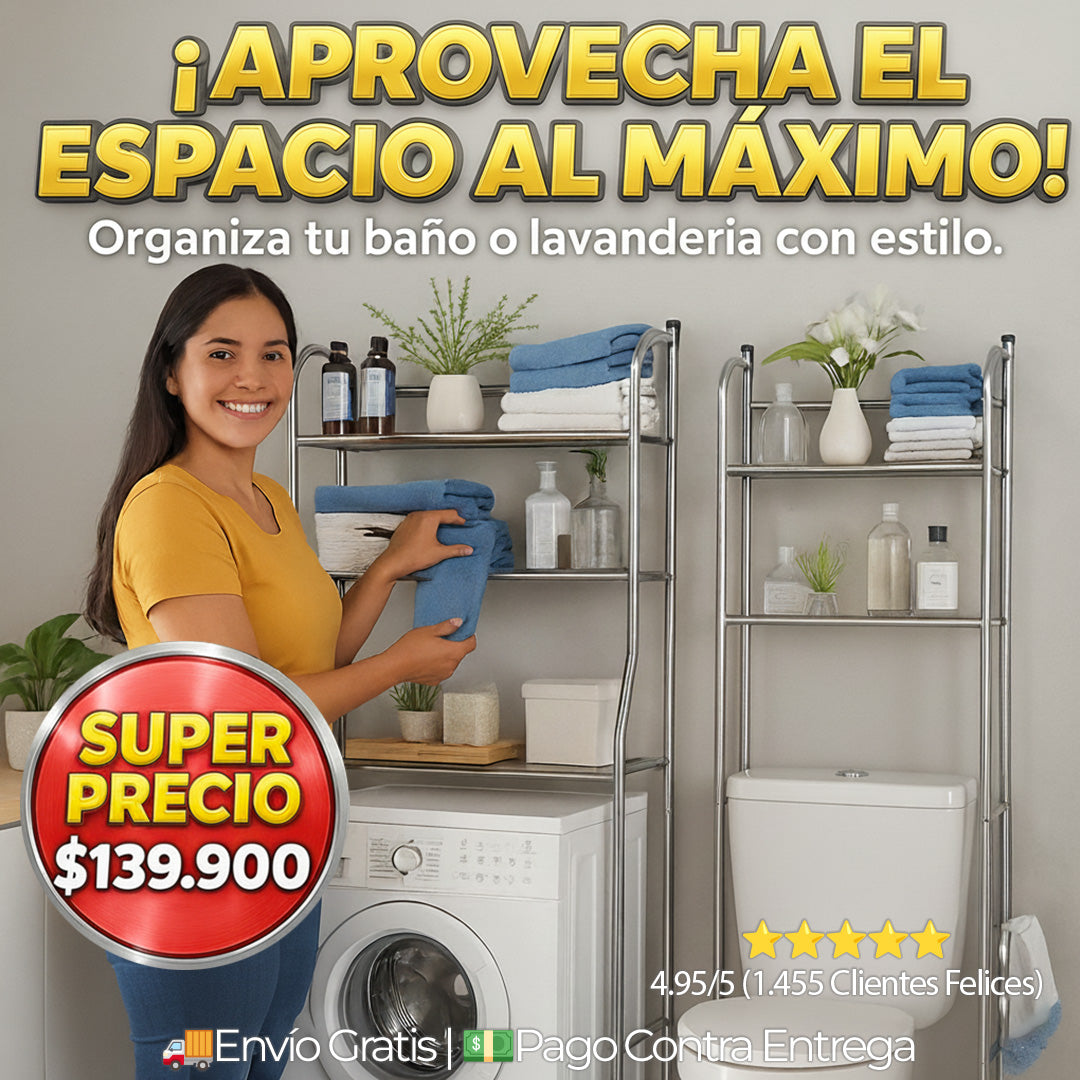 Combo organizador de baño mas organizador de lavadora