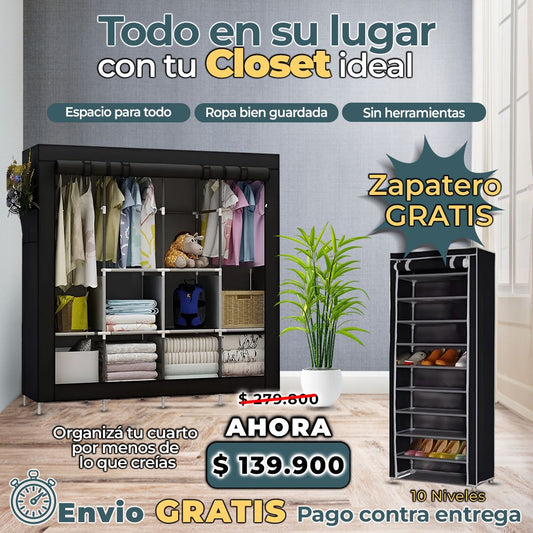 Closet 9 compartimientos 88130+ Zapatero 10 niveles